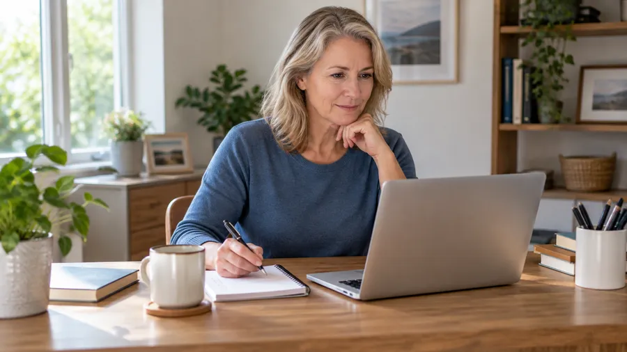 Adult at a home desk making a checklist to compare online prescribing services