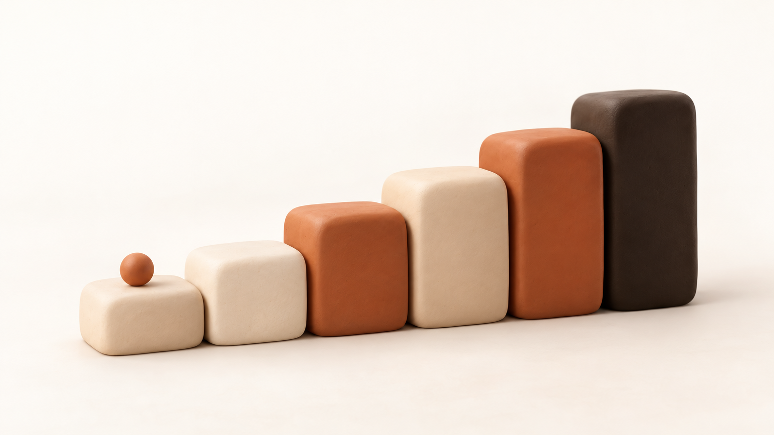 Minimal clay-style 3D staircase illustrating a gradual tirzepatide dosage chart